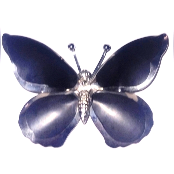Vtg 1960s Large  Enamel Aluminum Modernist Butterfly Pin Brooch - Picture 1 of 3